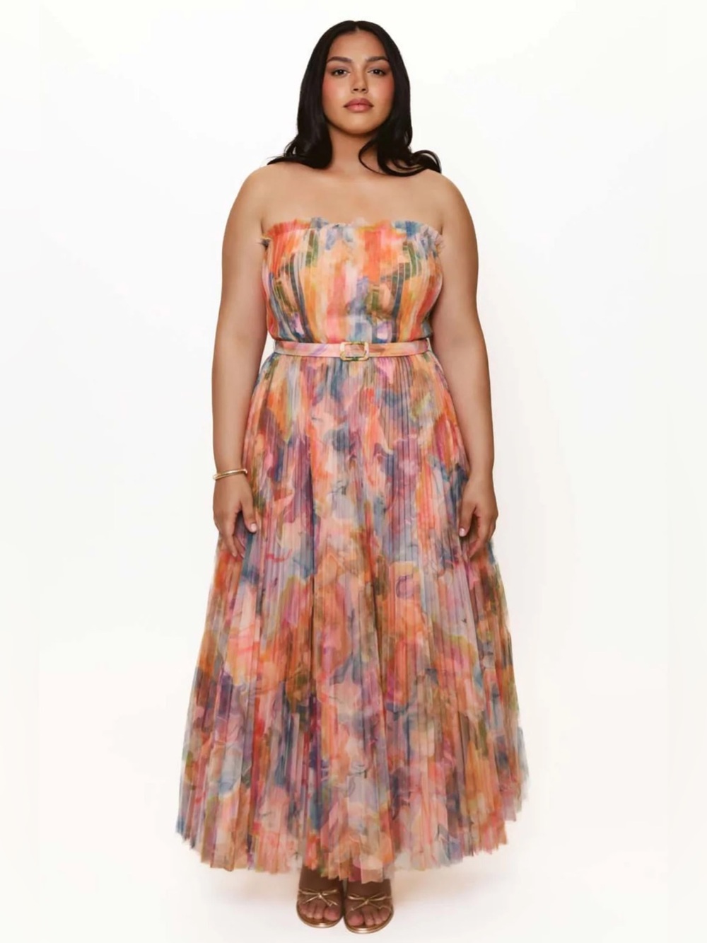 Hutch Bromley Strapless Pleated Tulle Gown